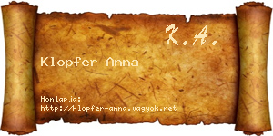 Klopfer Anna névjegykártya