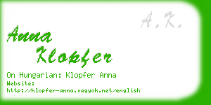 anna klopfer business card